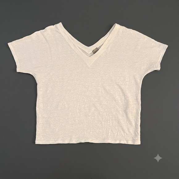 Chico's Tops - Chicos White 100% Linen V-Neck T-Shirt Short Sleeve Top Womens Size 1 Medium